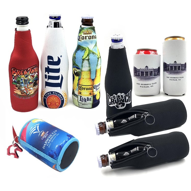 2024 custom logo Neoprene slim Beer holder Can stubby holder Cooler koozy drink coozies sublimation can cooler