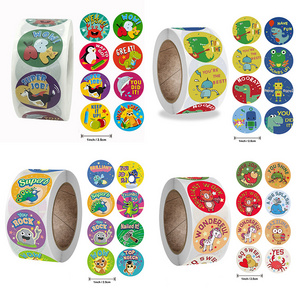 500 round one inch rewards animal motivational teacher kids cartoon pet stationery sticker