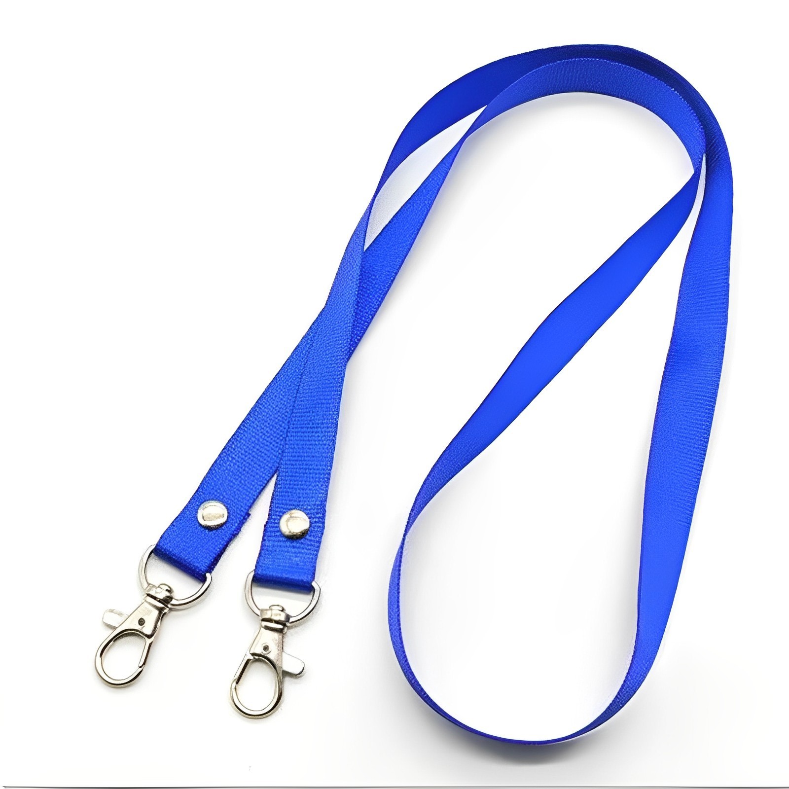 Plain Id Badge Card Lanyard With Plastic Holder Lanyard Double Hook With Id Card Badge Holder Blue