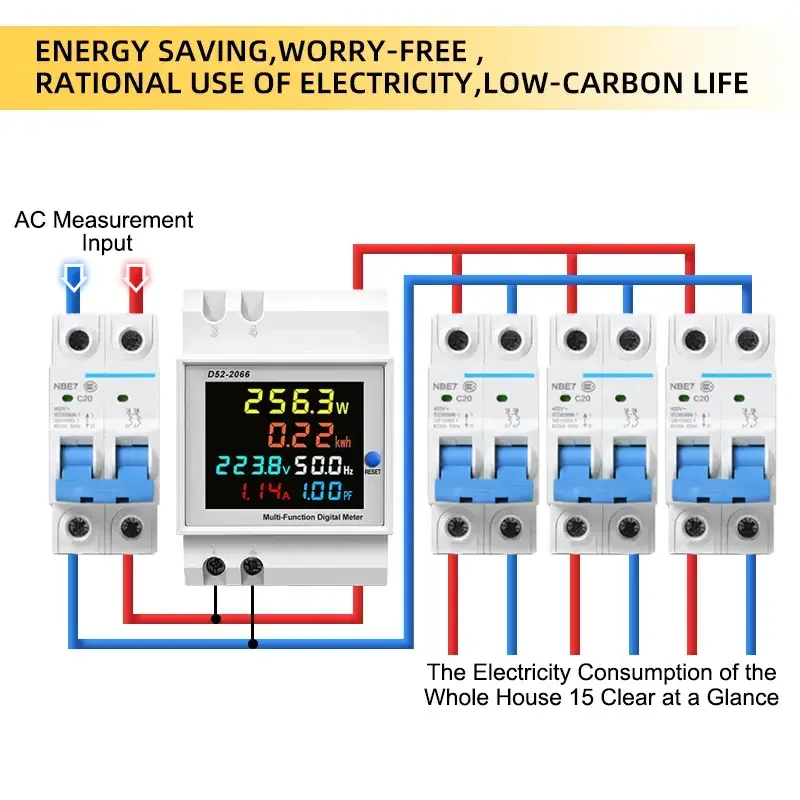 Uwant 3 three phase Voltage Current Relay Protector 63A 60A 220V 3P+N Over Under Voltage Relay Current limiter automatic protect