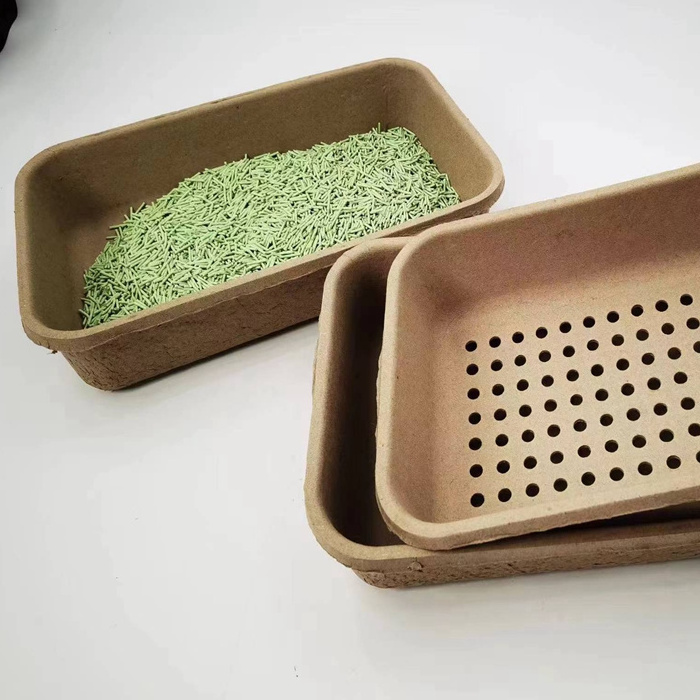 Brown color disposable paper pulp material derived cat litter sifting box