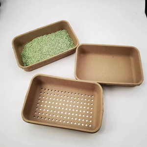 Brown color disposable paper pulp material derived cat litter sifting box