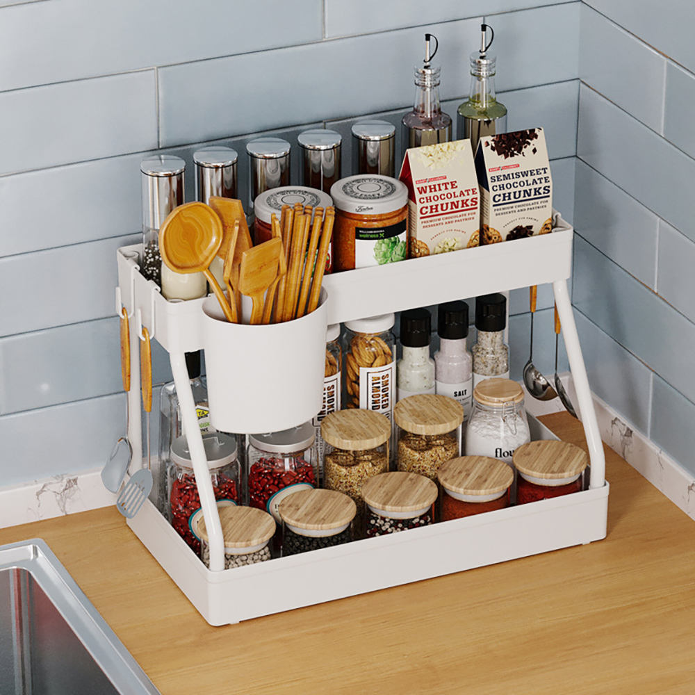 New Hot Kitchen Bathroom Retractable Steel Shelf 2-tier Under Sink Cabinet Sliding Dish Basket Organizer And Storage