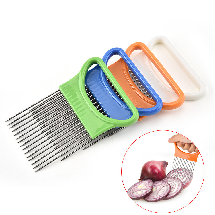 Stainless Steel Cut Onion Holder / Meat Fork needle / Vegetable Slicer Tomato Cutter