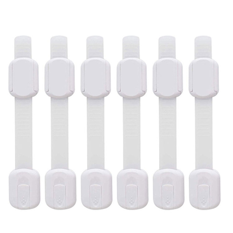 Baby Safety Locks 6 Pack Child Proof Cabinet Locks with Adhesive Adjustable Strap Latches to Drawer Fridge Toilet