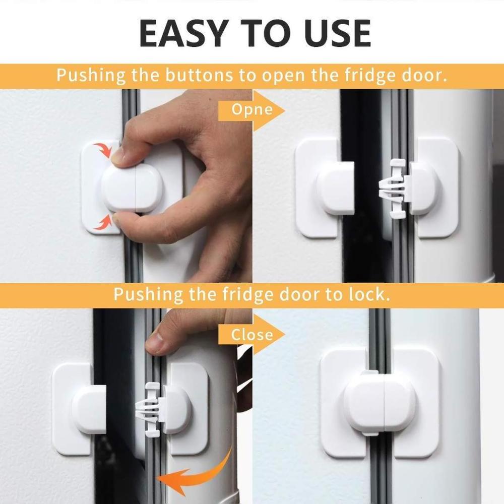 Refrigerator Fridge Freezer Lock Safety Child Lock for Door Cupboard Oven, NO Tools Needed,Easy to use, White