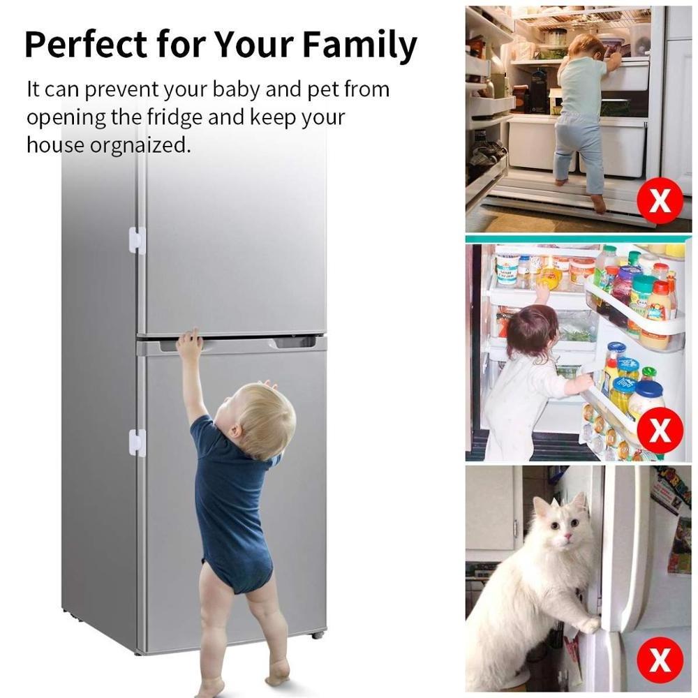 Refrigerator Fridge Freezer Lock Safety Child Lock for Door Cupboard Oven, NO Tools Needed,Easy to use, White