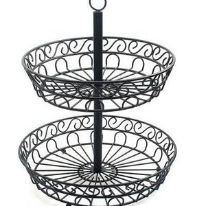 Iron Wire Fruit Basket Bowl 2 Tier Kitchen Vegetable Metal Storage Organizer