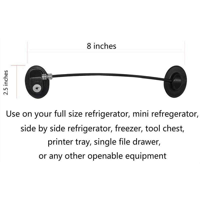 Refrigerator Lock for Baby-child Refriqerator Lock with Keys Cable Lock U-WECAN CN;GUA White Zinc Alloy + Stainless Steel