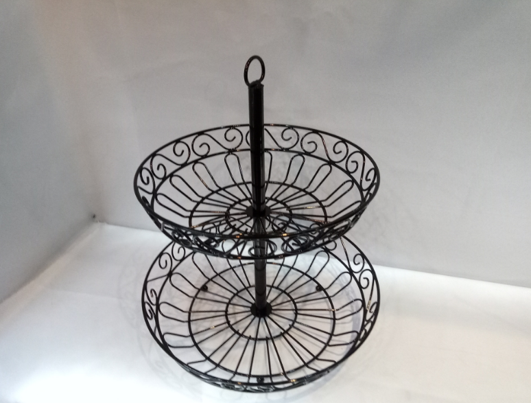 Iron Wire Fruit Basket Bowl 2 Tier Kitchen Vegetable Metal Storage Organizer