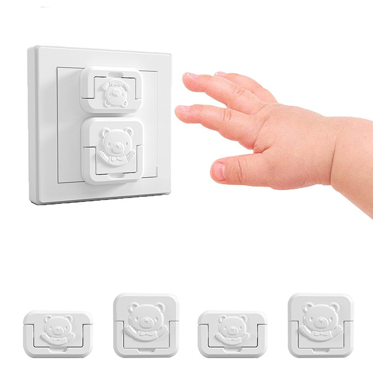 Hot Selling ABS Material Electrical Outlet Plug Socket Cover Baby Safety Product Bear Pattern Outlet Plug Cover