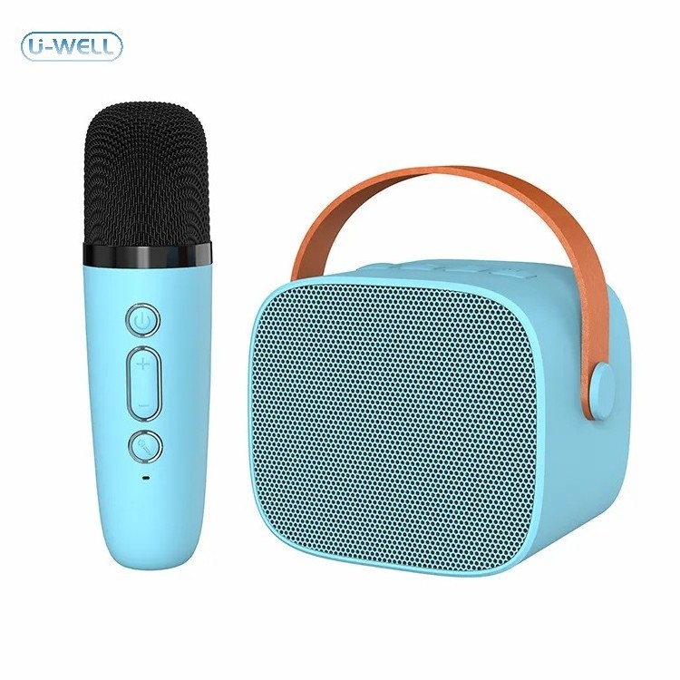 Portable Mini Speakers Subwoofer with Wireless Microphones Home Party Speaker