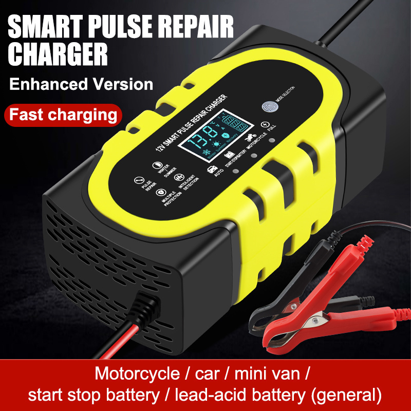 Wholesale factory Intelligent 12V 24v 10A 20A 30A Pulse Repair Battery Charger Three-Stage Smart Battery Charger