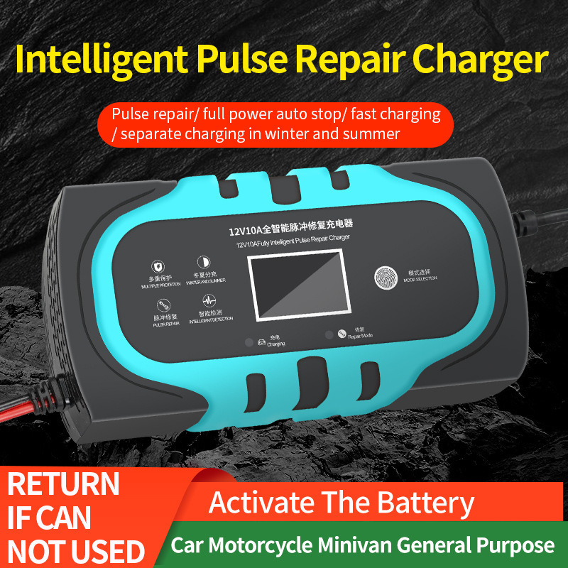 Portable 12V 10A 15A Smart Battery Charger Trickle Charger for Car,&Motorcycle AGM Gel SLA Wet Sealed Lead Acid Battery Charger