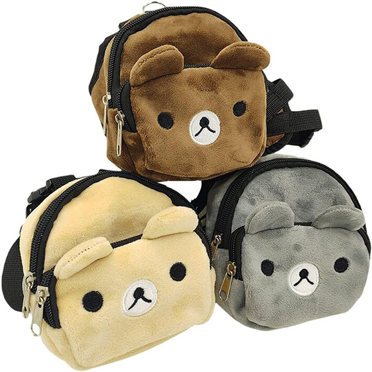 Cute Bear Style Harness Saddle Cartoon Bag Dog Plush Backpack Pocket