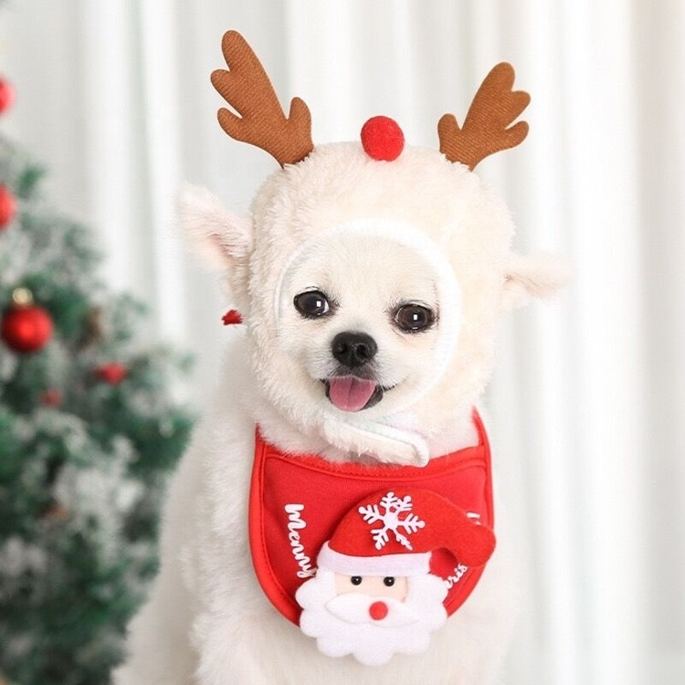 Hot selling Pet Costumes Wholesale Cat Pet christmas tie holiday dog clothes hat