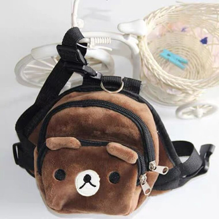 Cute Bear Style Harness Saddle Cartoon Bag Dog Plush Backpack Pocket