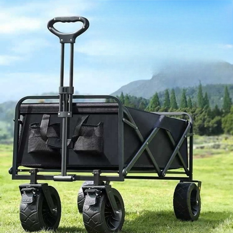 Adjustable Handle Collapsible Wagon 70L Capacity Utility Folding Outdoor Wagon Cart