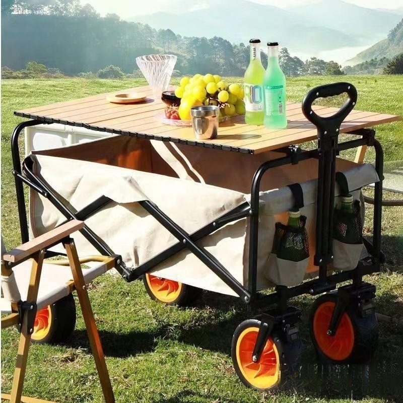 Large Capacity Portable Utility Grocery Wagon Collapsible Foldable Heavy Duty Beach Folding Wagon Cart