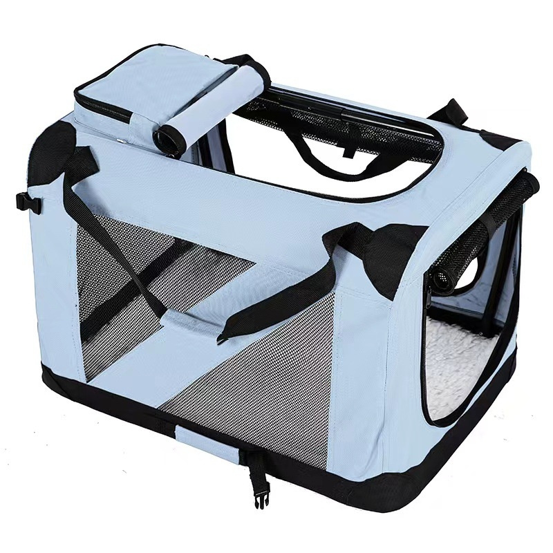 Indoor Outdoor Use 3 Door Folding Soft Dog Kennel Carrying Bag  Portable Travel Collapsible Dog Crate