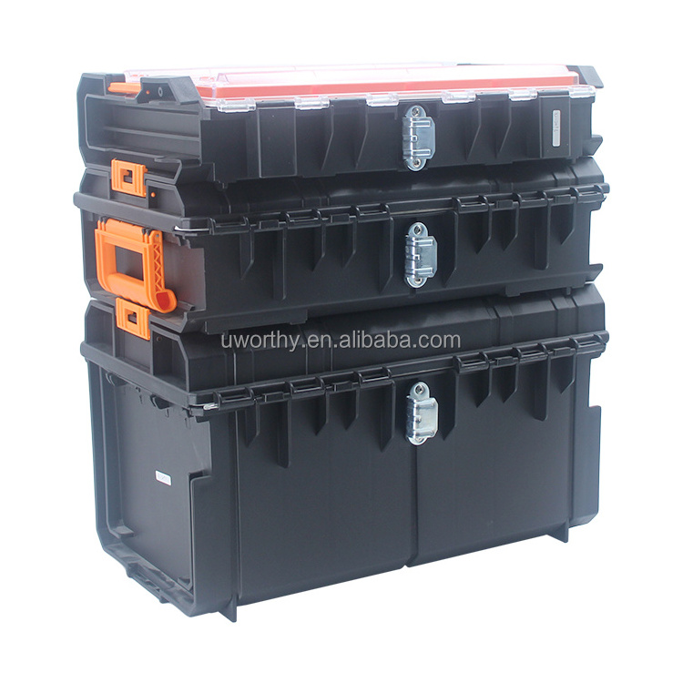 Durable Plastic Storage Trolley Case Mobile Tool Box with Telescopic Handle and Wheels - Mechanic Tool Box with 4 Drawers