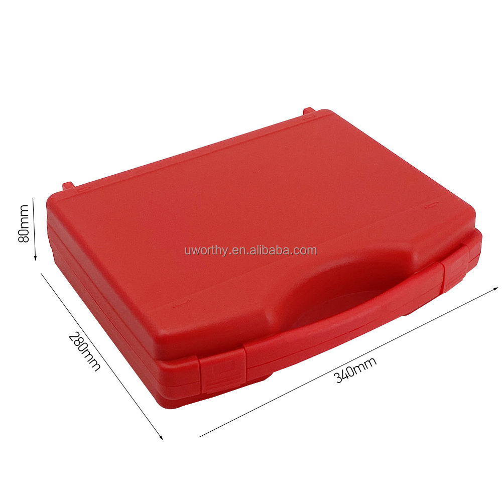 340x280x80mm Promotional Competitive Price Red Color Hard PP Small Plastic Tools Carry Case with Lock and Foam for Instrument