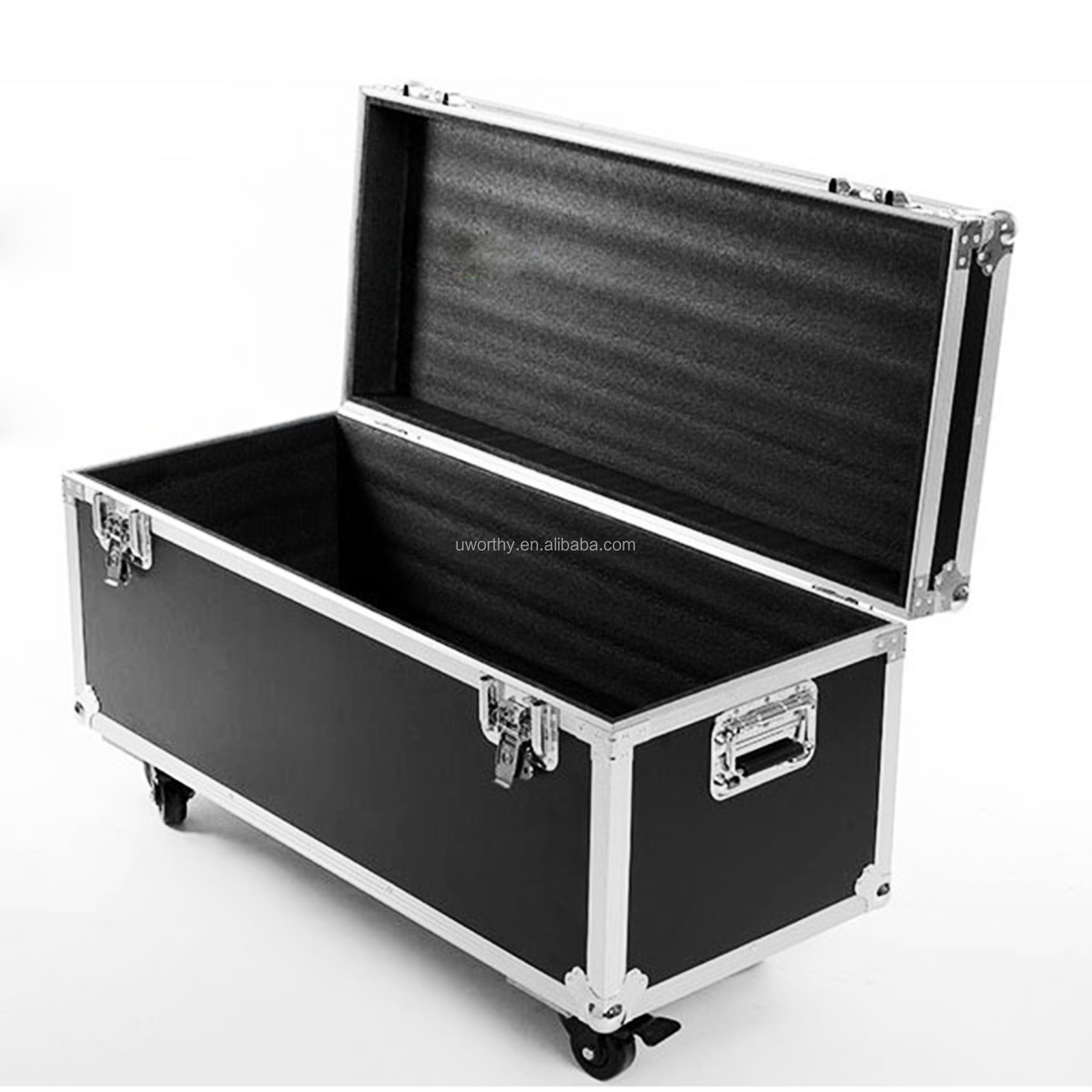 Custom Wheeled Hard Aluminum Flight Case for Equipment Transportation, Durable Aluminum Instrument Tool Carrying Case with Foam