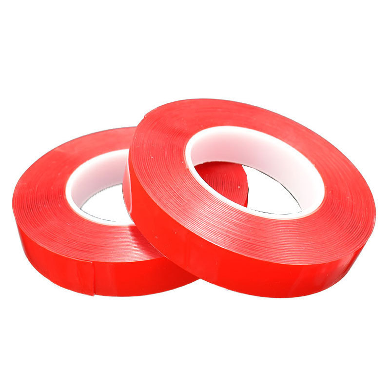 red liner double-sided clear polyester strong acrylic adhesive pet tape