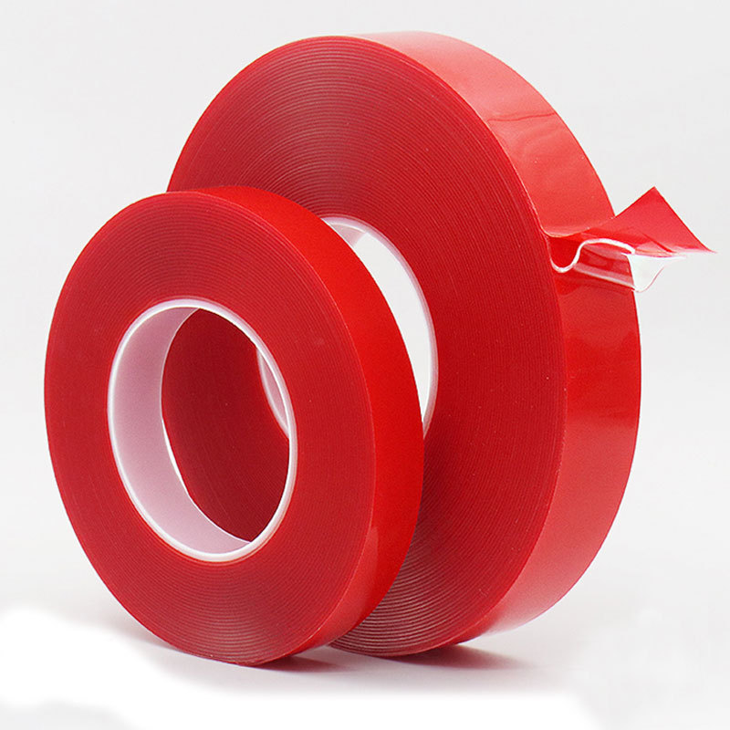 red liner double-sided clear polyester strong acrylic adhesive pet tape