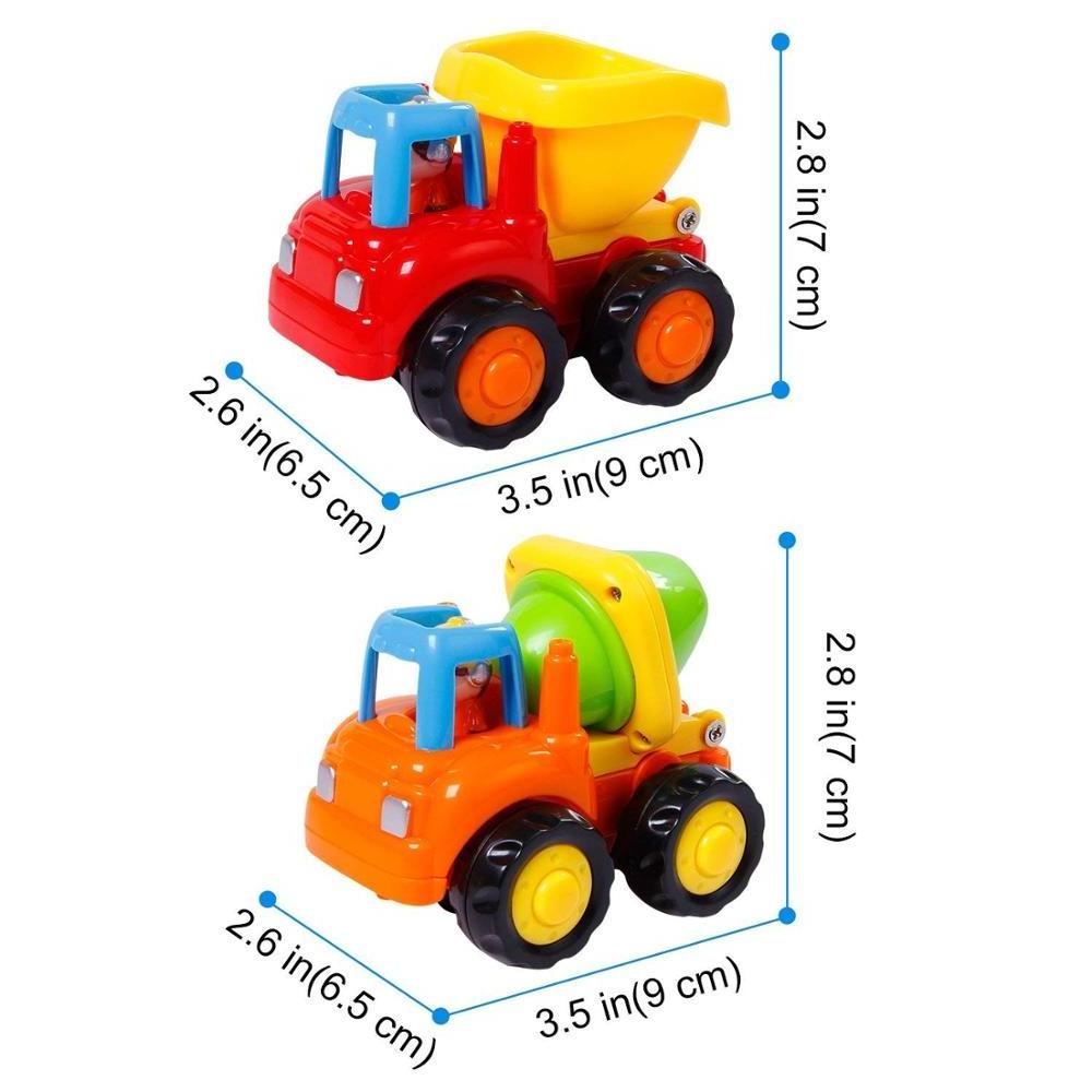 Huile Car Toy Push and Go Friction Powered Construction Vehicles Set, Children's Day Gifts Tractor Bulldozer Mixer Truck Dumper