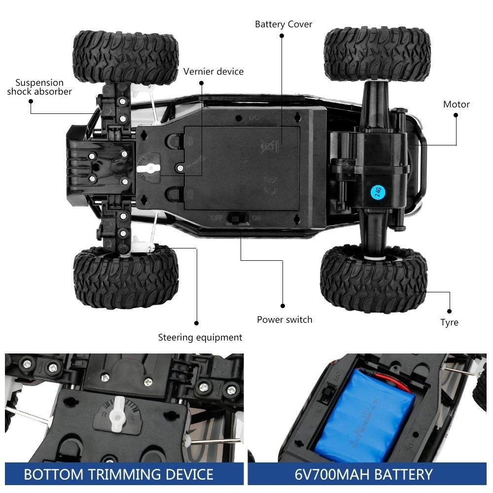 Remote Control Car RC Cars 1/16 Scale Electric Remote Control Off Road Monster RC Truck 2.4GHz 2WD High Speed Radio Control Car-