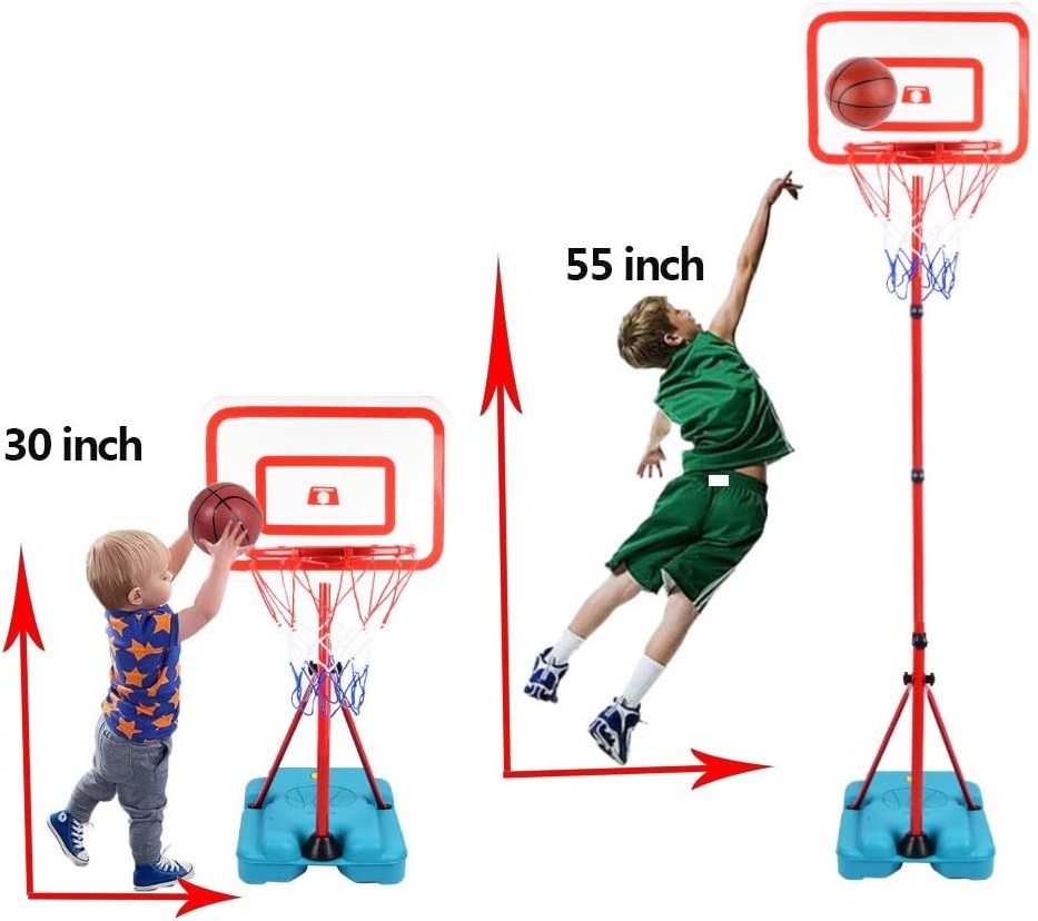 Kids Basketball Hoop Adjustable Height 2.9 ft-6.2 ft Toddler Toys Basketball Hoops Mini Portable Basketball Goals Outside Toys