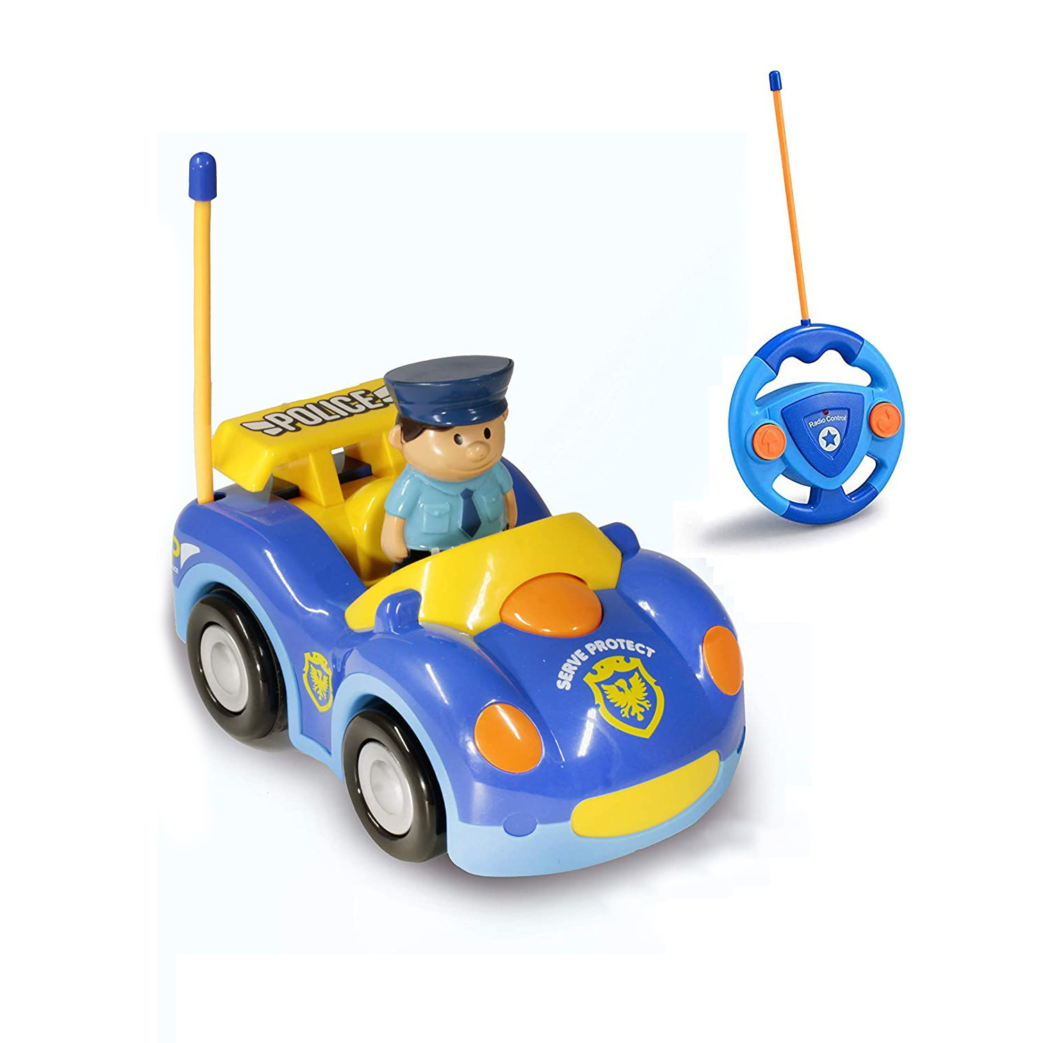 Cartoon Remote Control Race Car and Police Car Unique Beginner Radio Control Toys for Toddlers and Kids