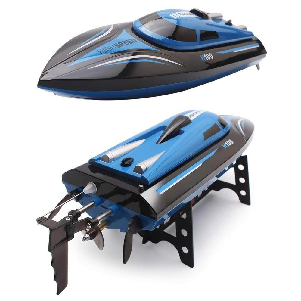 RC Boat 2.4GHz 4 Channels Remote Control Electric Racing Boat 25KM/H High Speed Automatically 180 Degree Flipping Transmitter wi