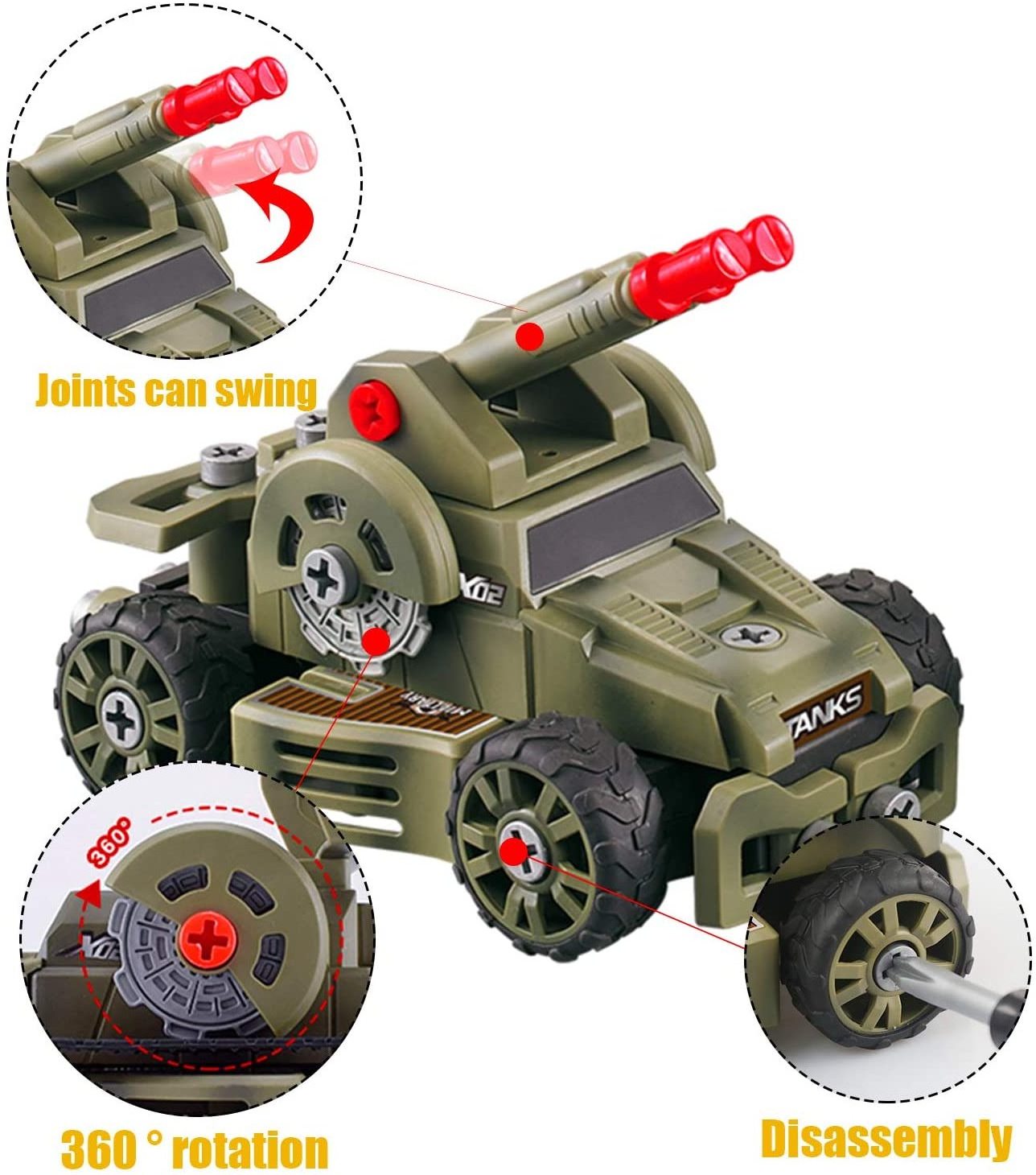 Take Apart Toy STEM 10-in-1 Army Car Toys in Box Build Your Own Military Vehicle with Drill Tools Gift Learning Toys for Kids 3