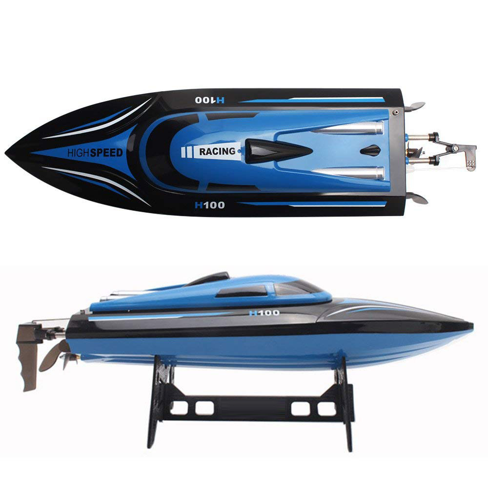 RC Boat 2.4GHz 4 Channels Remote Control Electric Racing Boat 25KM/H High Speed Automatically 180 Degree Flipping Transmitter wi