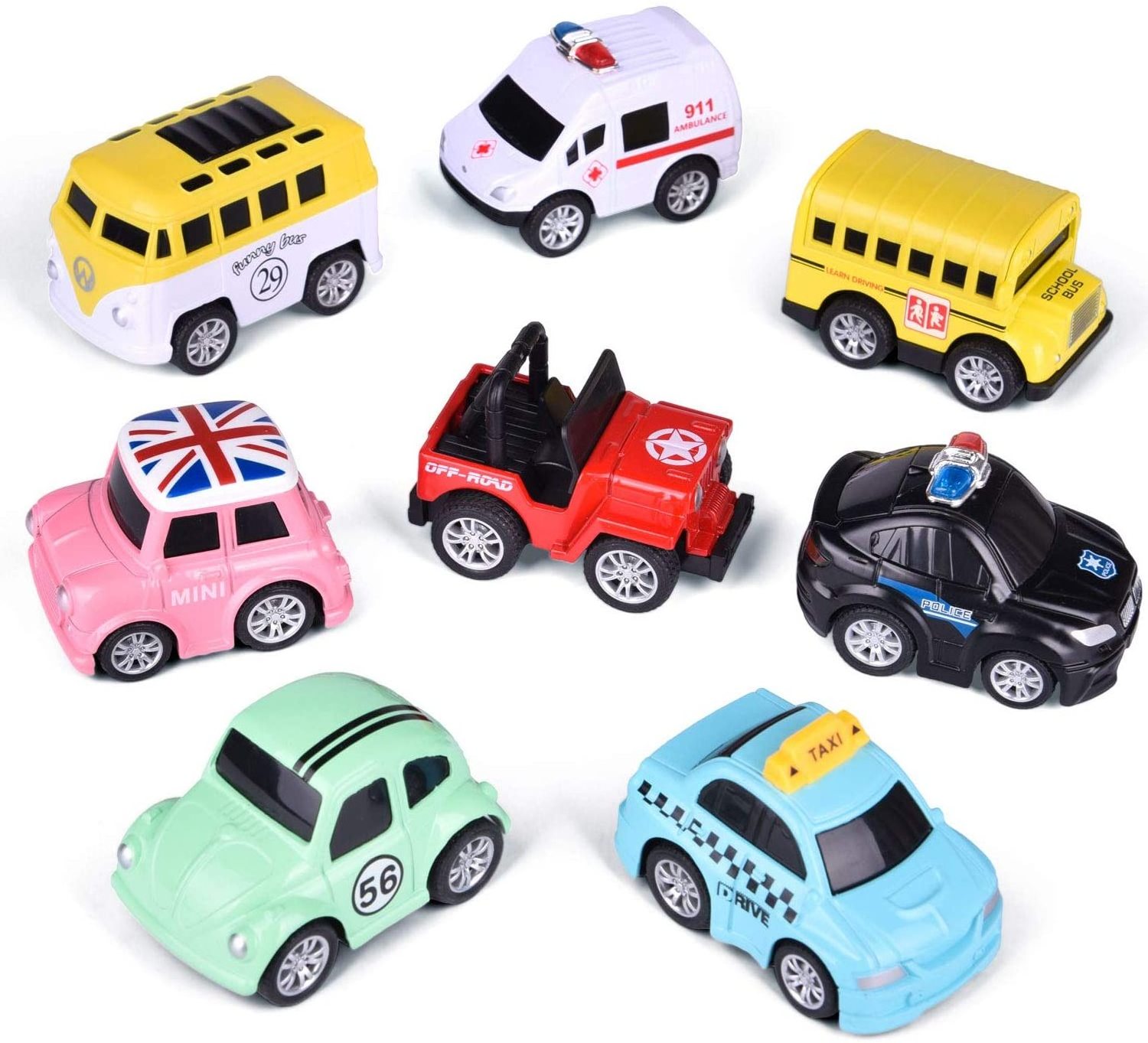 8 Pcs Mini Vehicles Alloy Toy Cars for Toddlers Kids, Easter Basket Stuffers for Toddlers, Easter Egg Fillers