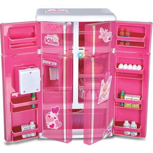 Happy Kitchen Dream Kitchen Refrigerator Pink Toy Fridge Play set for Kids with Play Food Set