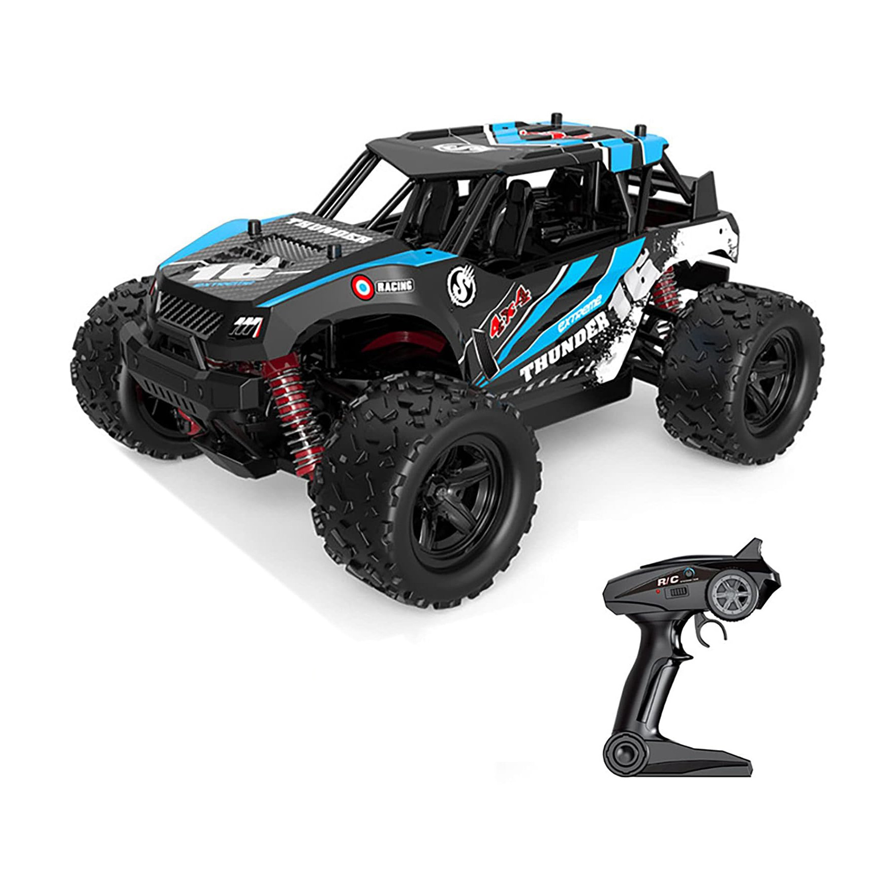 1:18 Scale Remote Control Car: 4WD High-Speed Off-Road Monster Truck, 36+km/h. All Terrain, Rechargeable Battery. Hobby RC Truck