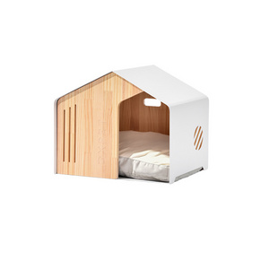 Pet furniture dog cat house wooden small medium kitty bed durable iron villa cottage condo high quality nest crate cave