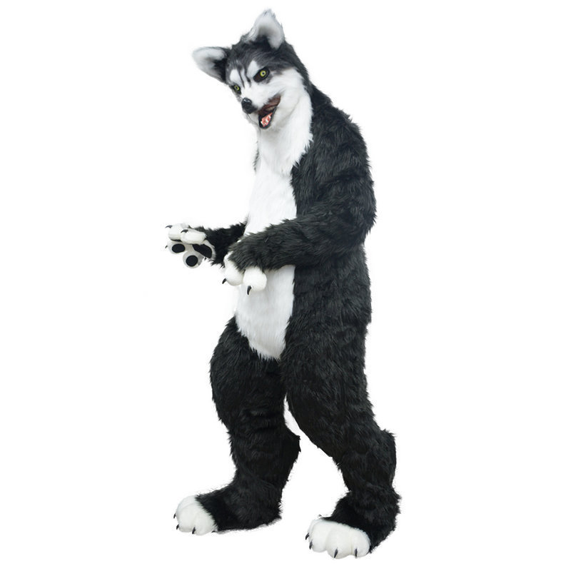 Customize black white huksy wolf rabbit fursuit mascot costumes child full furry kids adult costume