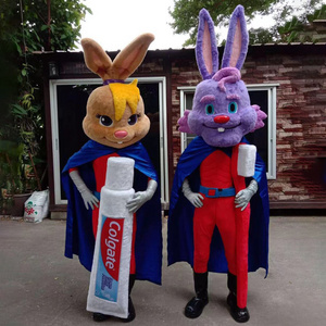 OEM/ODM Company Mascot Custom Rabbit   custom plush realistic animal Cartoon Mascot Costume with Toothpaste and Toothbrush