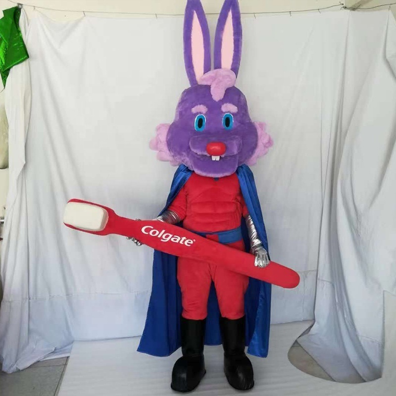 OEM/ODM Company Mascot Custom Rabbit   custom plush realistic animal Cartoon Mascot Costume with Toothpaste and Toothbrush