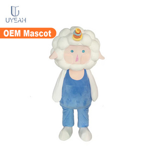 OEM/ODM customized event stuffed costume cartoon headgear fabrics big adult mascot plush toy adult sheep mascot costume