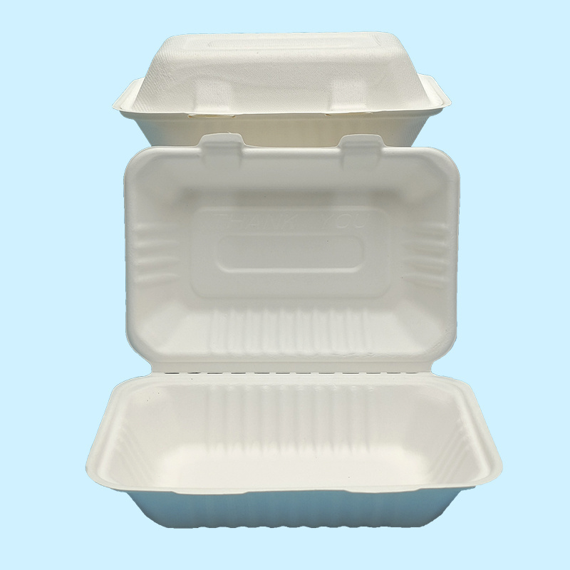 Biodegradable Takeaway Bagasse Clamshell Sugarcane Food Container Lunch Box Disposable Sugarcane Bagasse Clamshell Box