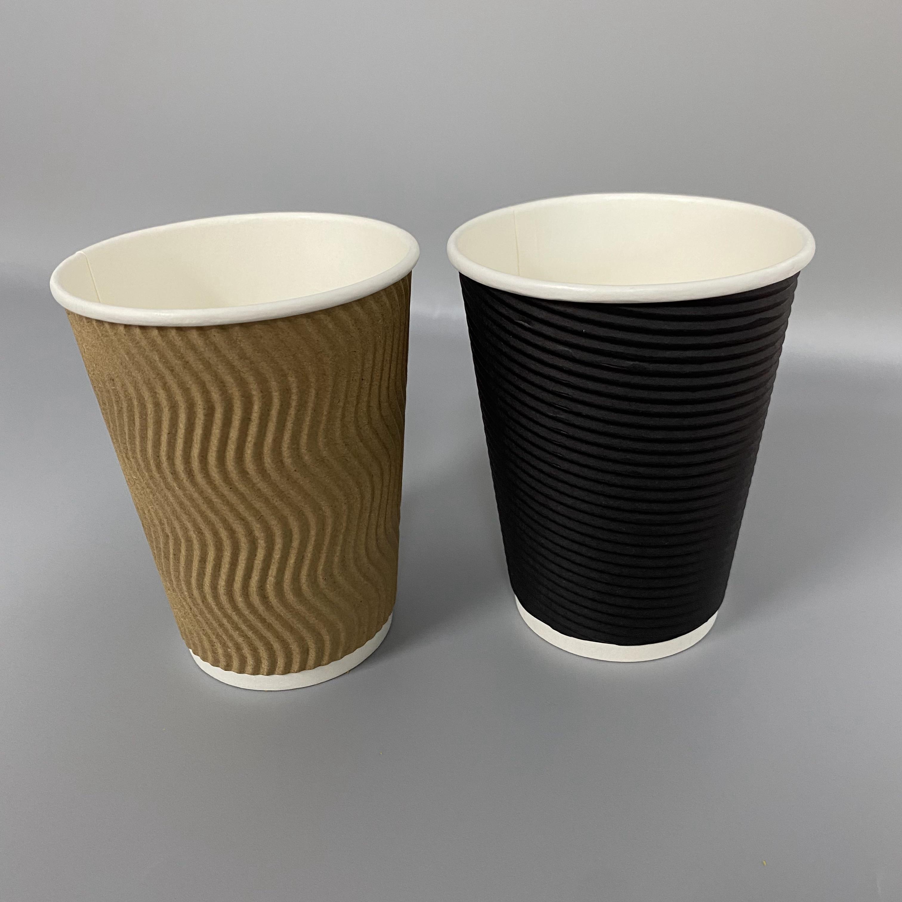 12oz Hot Coffee Paper Cups Packing Cups Hot Insulated Ripple Wall Coffee Paper 8oz 16oz Corrugated Paper Beverage Disposable