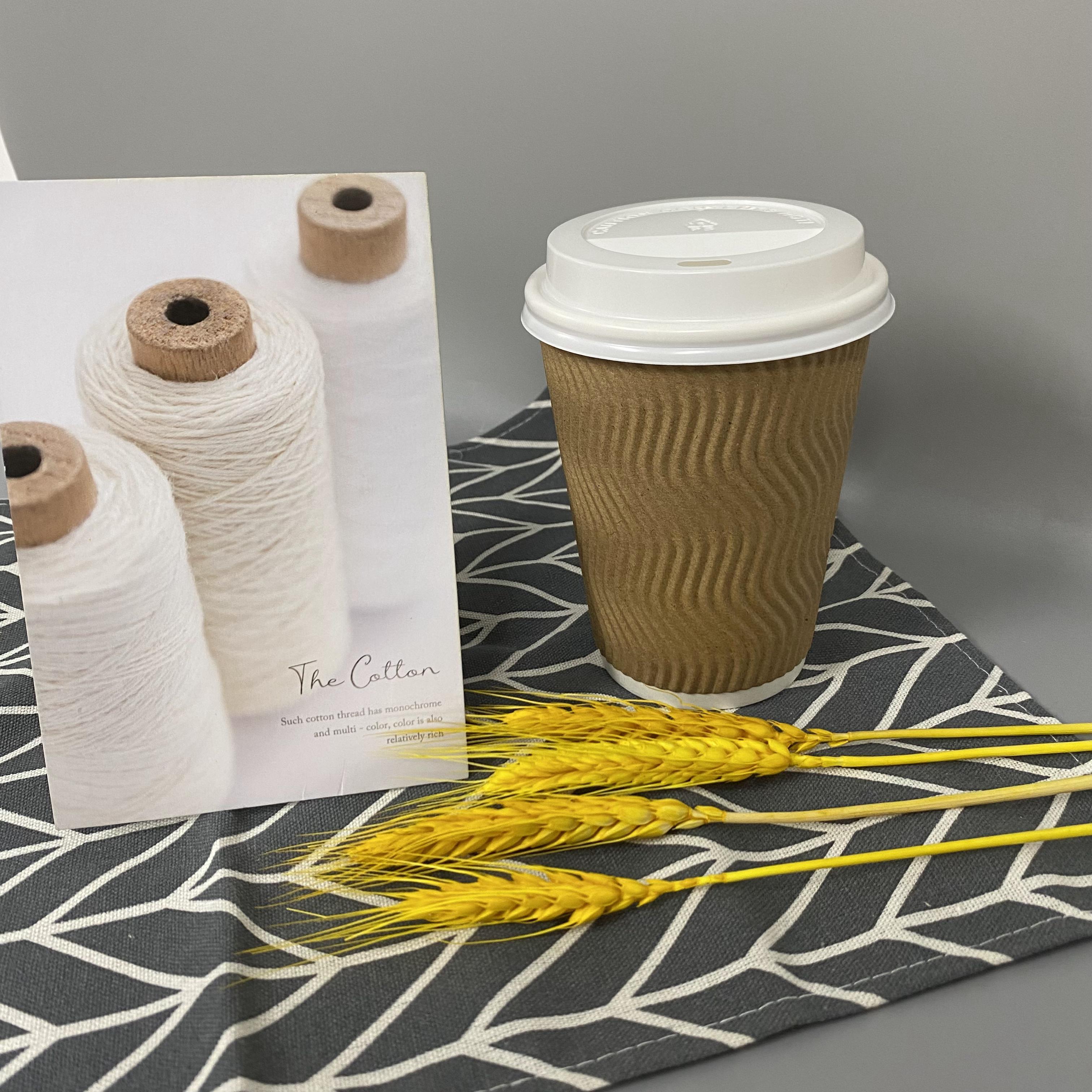 12oz Hot Coffee Paper Cups Packing Cups Hot Insulated Ripple Wall Coffee Paper 8oz 16oz Corrugated Paper Beverage Disposable