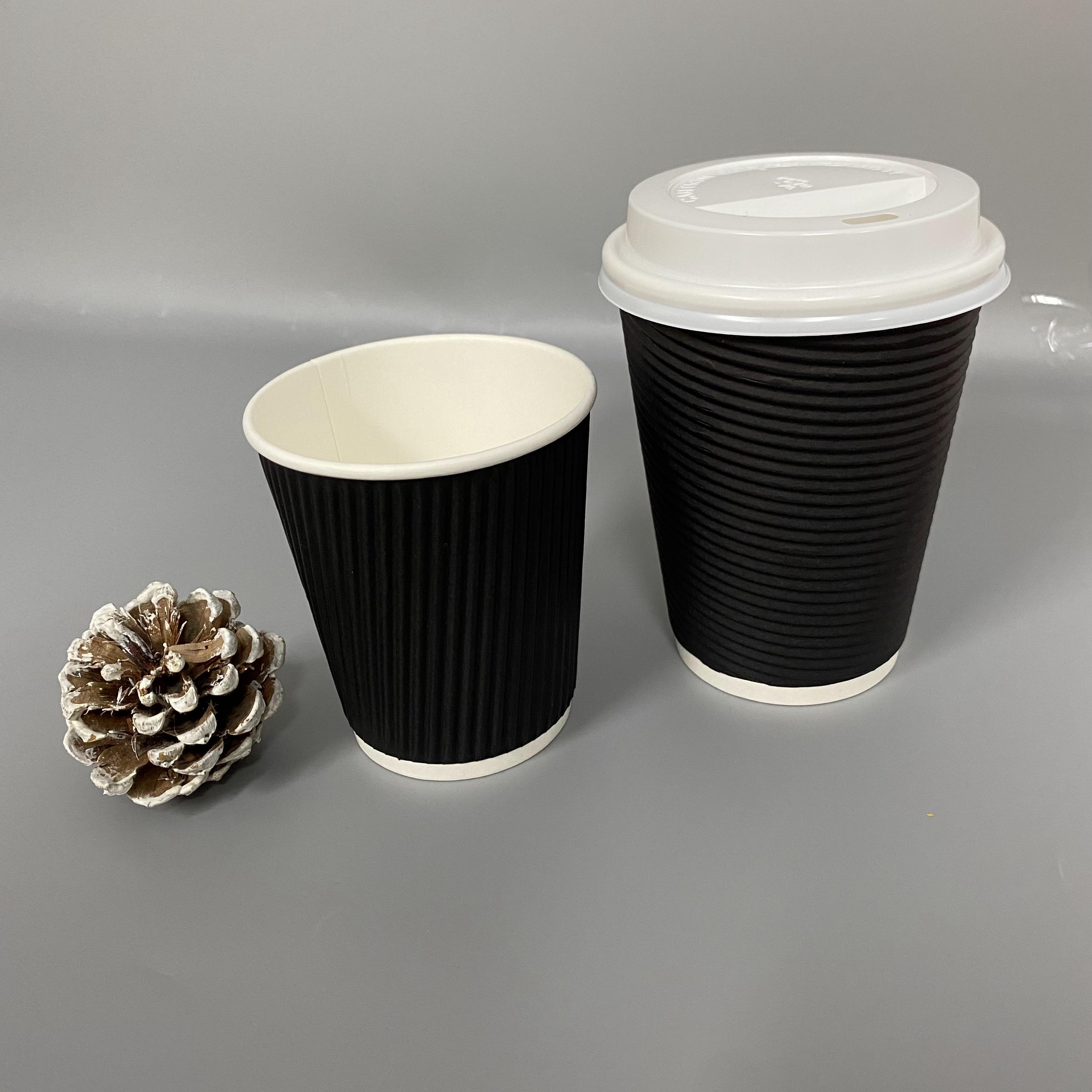 12oz Hot Coffee Paper Cups Packing Cups Hot Insulated Ripple Wall Coffee Paper 8oz 16oz Corrugated Paper Beverage Disposable