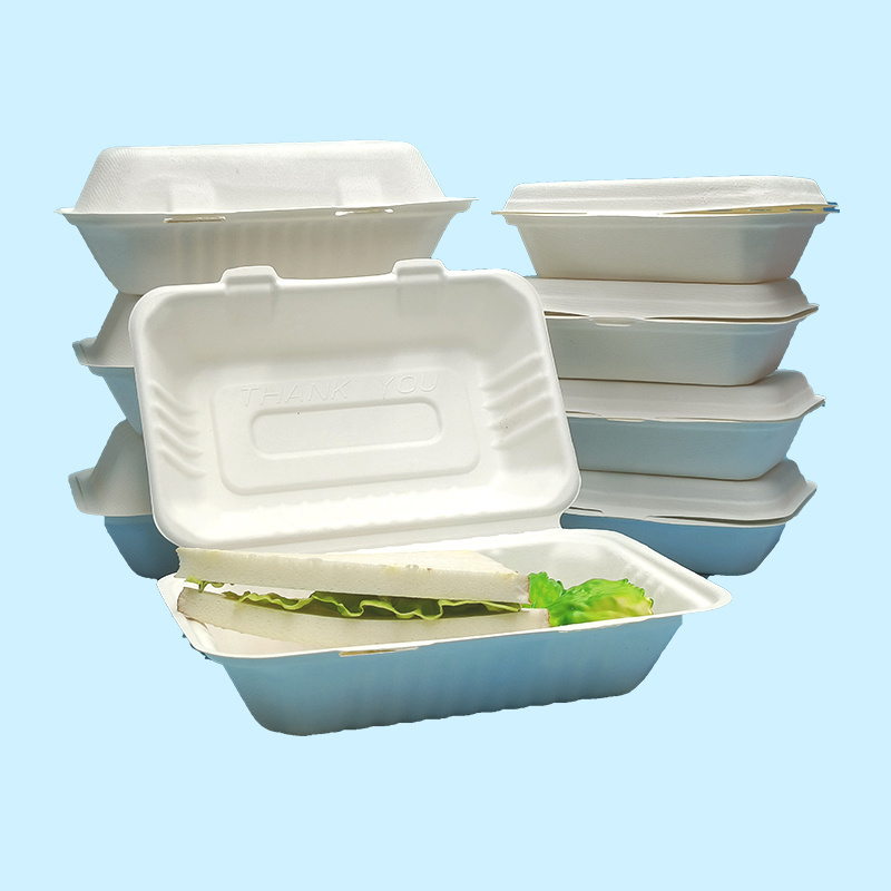 Biodegradable Takeaway Bagasse Clamshell Sugarcane Food Container Lunch Box Disposable Sugarcane Bagasse Clamshell Box