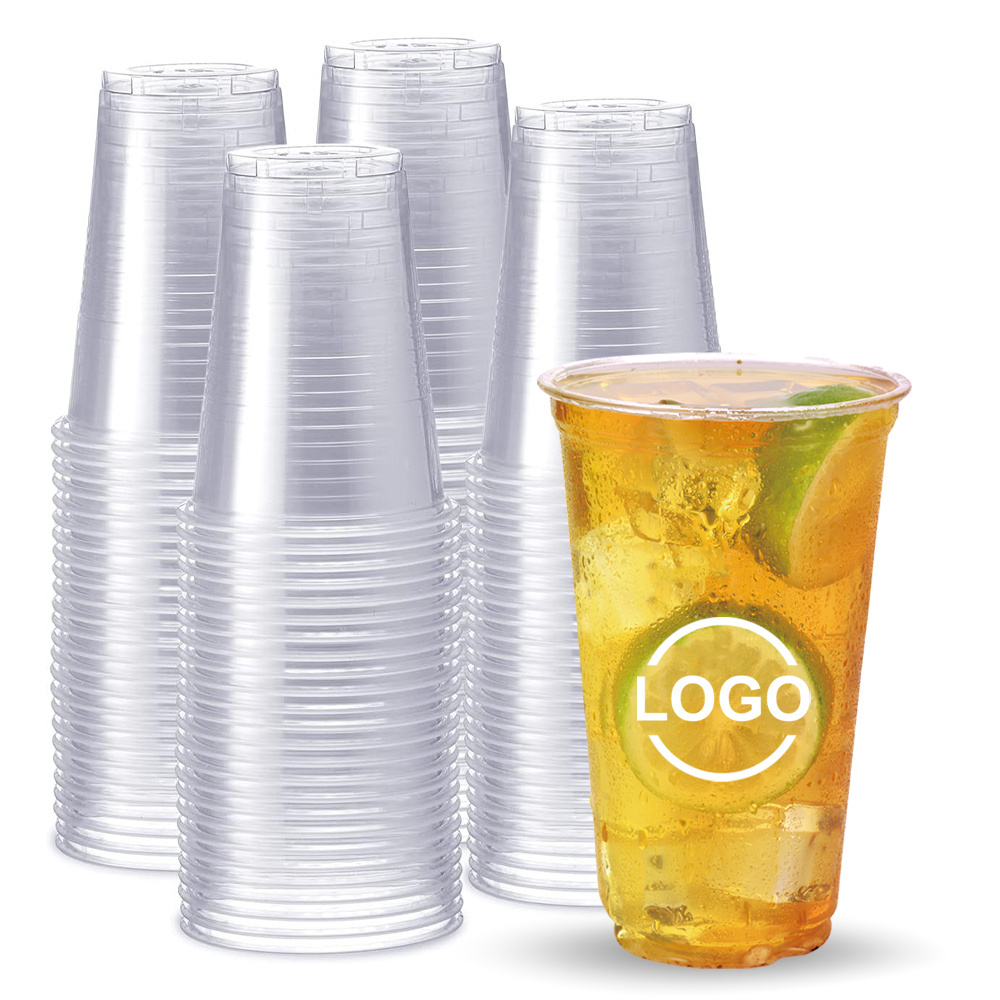 Disposable PP PET 16 oz plastic cup lemonade cold coffee clear plastic cups with lids